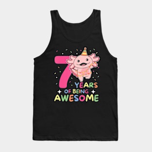 Axolotl For 7Th Birthday Children Seven Years Old Axolotl Tank Top